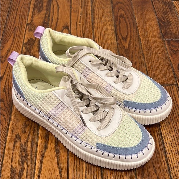 Nicole Miller Shoes - Nicole Miller New York Brita Woven Rainbow Pastel Platform Sneakers